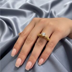 Elegant Gold  Color Plated Ring with Clear Stone size 7 comes with gift box